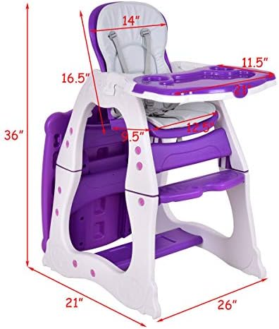 3 in 1 Baby High Chair Convertible Play Table Seat Booster Toddler Feeding Tray 3 Positions Available, Reclining, Adjustable seat. Hatchback Highball Suitable Age from 6 Months to 4 Years
