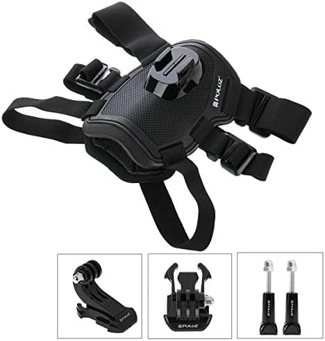jiguoor Dog Harness Mount for Action Camera, Adjustable Pet Dog Harness Neck and Back Mount Compatible with Action Camera (Black)