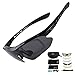 Sireck Sports Sunglasses + 5 Lenses - Polarized - Adult Unisex - UV Protection - Golf, Hiking, Fishing, Cycling - Black - Gray