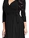 GRAPENT Women's Plus Size Solid V Neck Knee Length 3/4 Sleeve Hi Lo True Wrap Dress Surplice Flared Skirt Black Size 2X