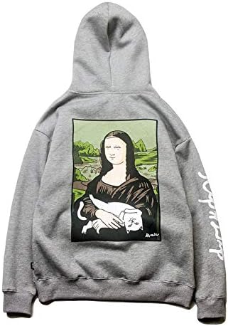 Tide Brand Europe and America Hip-hop Middle Finger cat Plus Velvet Hooded Men's Sweater Coat
