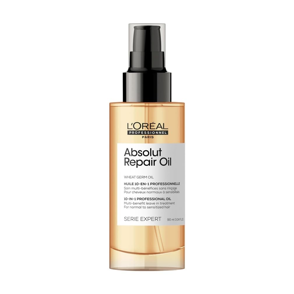 L’Oréal Professionnel Absolut Repair 10-in-1 Leave-in Oil, With Protein And Gold Quinoa for Dry And Damaged Hair, Serie Expert, 90 ml