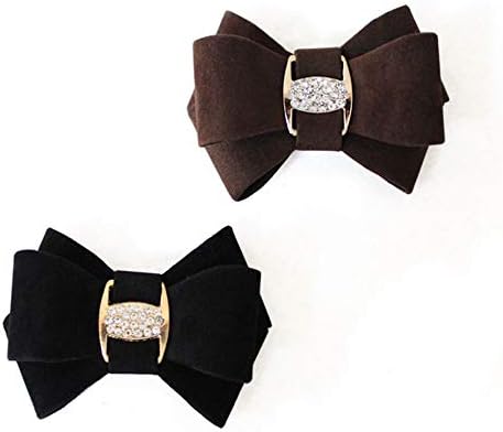 Sc 104 立体リボン ラインストーン金バックル ヌバック調フェイクレザー素材のリボンシューズクリップ 日本全国 送料無料 1ペア 1足分 ブライダル シューズアクセサリー フォーマル パーティー