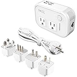Foval Power Step Down 220V to 110V Voltage Converter with 4-Port USB International Power Travel Adapter in UK European Italy Asia etc, More Than 150 Countries over The World