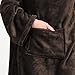 Tirrinia Wearable Blanket with Sleeves and Pocket, Lounging Super Soft Comfy Microplush Adults Wearable Throw Body Robe for Women and Men, 53''X 71'' Brown