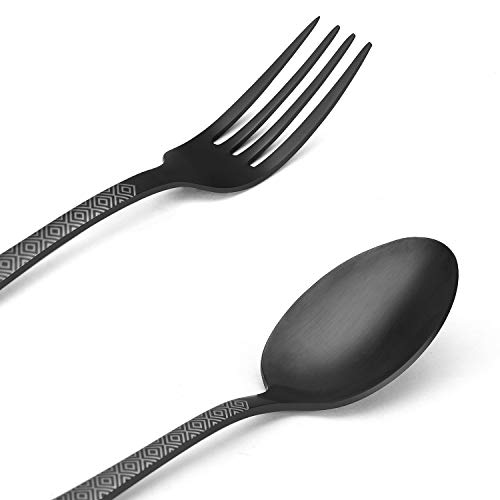 Matte Black Silverware Set , Satin Finish 20Piece Stainless Steel