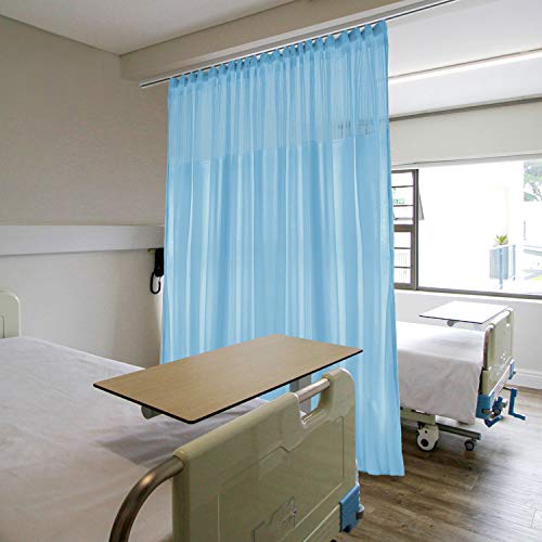 cololeaf 5ft Wide x 7ft Tall Flat Hooks Hanging for Hospital Medical Clinic SPA Lab Cubicle Curtain Divider Privacy Screen, in Blue Customizable