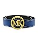 Maikun Belts for Men Women MK Letter Gold Buckle 38mm Blue Leather Adjustable Belt 120cm for Waist Size 36-38
