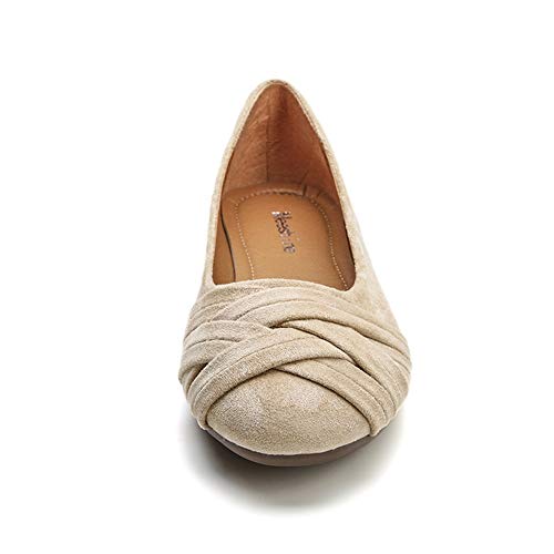 Meeshine Women's Comfortable Bow Point Toe Flat Pumps Slip On Shoes（Weaving Nude US 9 - Thumbnail 3