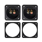 Bluecell 1 Pair 3.1” Double Binding Round Gold Plate Push Spring Loaded Jacks Speaker Box Terminal Cup