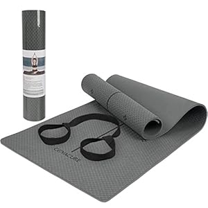 Covacure Yogamat, antislip, milieuvriendelijk, met draagriem, trainingsmat voor yoga, pilates en vloeroefeningen