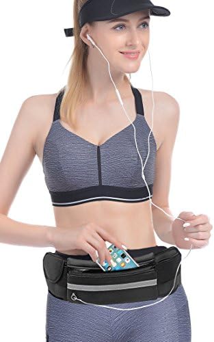 KingFuture Adjustable Running Belt, Waterproof Waist Bag Fanny Packs for Exercising, Cycling, Hiking, Running, Jogging, Traveling