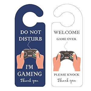 JJDOU Do Not Disturb Sign，Do Not Disturb Door Hanger Sign(2pack), Double-Sided Printed do not Disturb IM Gaming Sign for…