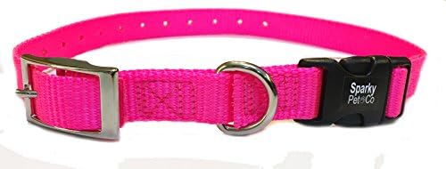 Sparky PetCo E Collar Compatible Mini Neon Pink 3/4" Nylon Double Buckle Quick Snap Replacement Strap Receivers That The Strap Wraps Around, Neon Pink