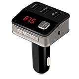Car Charger,FM Transmitter Bluetooth Wireless Radio Adapter Car Kit with USB Charger Built-In Microphone Hands Free Calling (Black)