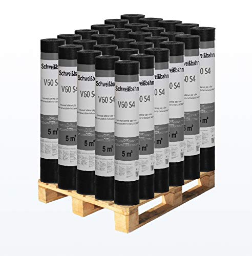 Isolbau Schweißbahn V60 S4 talkumiert - Bitumenbahn mit Glasvlies-Einlage zur Dachabdichtung - 30 x 5 m² Rolle (Palette)