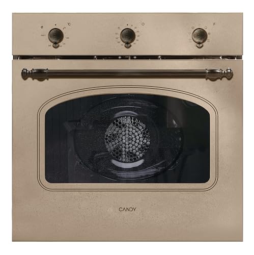 Candy FCC603NAV Built-in Electric Oven, Ventilated, 65 Litre Capacity, Multifunction Pizza Function, 8 Programs, 57 x 59.4 x 59.4 cm, Rustic Style, Oatmeal, Class A+