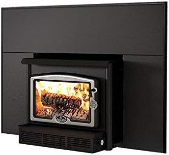 Osburn 1600 Wood Insert with Brushed Nickel Door Overlay, Medium Faceplate and Black Trim Kit (32 X 44)