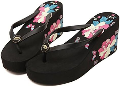 Superpark Women Sandals Flip Flop 2016 Beach Shoes (8, black)