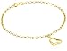 14k Yellow Gold Heart Dangle Charm Bracelet, 7