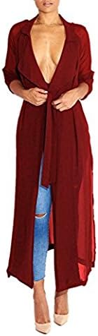 Golaiby Women's Long Sleeve Chiffon Lightweight Maxi Sheer Duster Cardigans