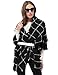 Dimore Women Thick Warm Blanket Fringe Scarf Wrap Square Tartan Scarves Shawl Checked Pashmina Black/White