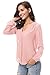 Urban CoCo Womens V Neck Ruffled Shoulder Solid Chiffon Blouse (XL, Pink)