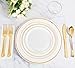 Gold Rim Dinner Plates 60 Pieces,Disposable Plastic Plates,Heavyweight Wedding Party Plates Includes:30 Dinner plates 10.25 Inch and 30 Salad Plates 7.5 inch(IOOOOO)