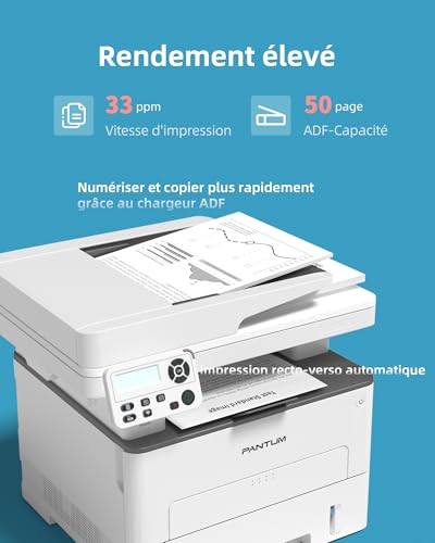 PANTUM M7108DW Multifunction Laser Printer, Black and White, 3in1 Print/Copy/Scanner, Automatic Duplex Printing, WiFi/USB/Ethernet, 33 ppm