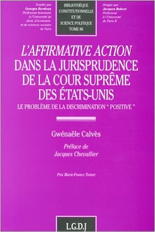 Book's Cover of L'AFFIRMATIVE ACTION DANS LA JURISPRUDENCE DE LA COUR SUPREME DES ETATS-UNIS. Le problème de la discrimination 