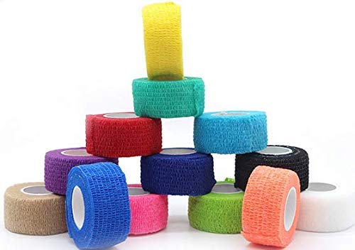 vndeful 6 rollos de cinta autoadhesiva para envolver a presión, rollos de vendaje elástico, fuerte, elástico, cinta de primeros auxilios para deportes, muñeca, tobillo, 1 pulgada x 5 yardas