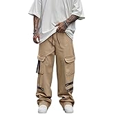 ZAFUL Cargo Pants for Men Casual Joggers Loose Fit Workout Sweatpants Hiking Drawstring Tactical Pants with Multi Pockets