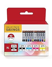 10 Pack 270XL 270 XL Ink Cartridge Replacement for Canon PGI-270 CLI-271 XL Compatible with Canon Pixma TS5020 TS6020 MG5720 MG5721 MG5722 MG6820 MG6821 MG6822 Printers