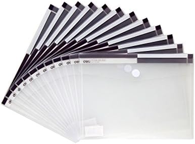 GlobalDeli- Premium Poly Envelopes. Pack of 6, A4 Size Clear Color. Homework and School Folder with Velcro Closure