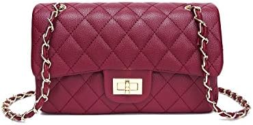 Jollque Caviar Leather Chain Crossbody Shoulder Bag for Women Quilted Purse