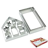 OSOF 10PCS Stainless Steel Christmas House Cookie Cutter Kit, 3D Chocolate House Cookie Cutter Set, Gingerbread House Haunted House Cutters