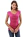 PattyBoutik Women Cowl Neck Ruched Double Layer Top (Magenta Medium)