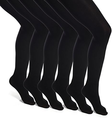 Top Fit Socks Girls' Microfiber Tights: Opaque Solid Seemless Footed Leggings-Black, 3 Pack (12-14)