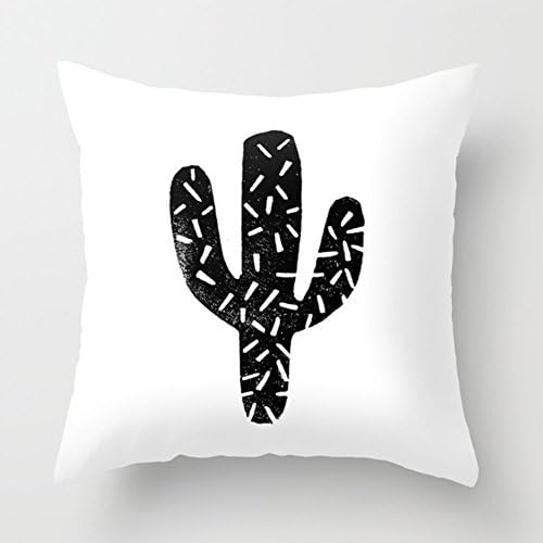 Aremazing Black & White Cactus Super Soft Home Office Decor Throw Pillow Case Cushion Cover for Couch Sofa Bed Chair 18" x 18" (One Black Cactus)
