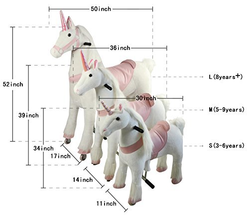 Girl's Gift Mechanical Ride on Unicorn Simulated Horse Riding on Toy Ride-on Toys :More Comfortable Riding with Gallop Motion for Kids 3-6 Years
