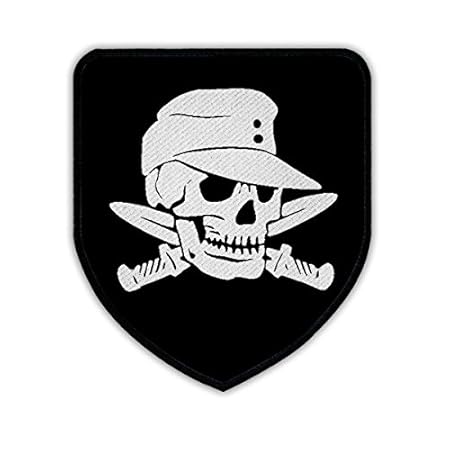 Patch / Aufnäher - Totenschädel mit Feldmütze Bajonett 98k Wh Airsoft Soldat Biker Oldschool Schädel Army Militär Patch Team 