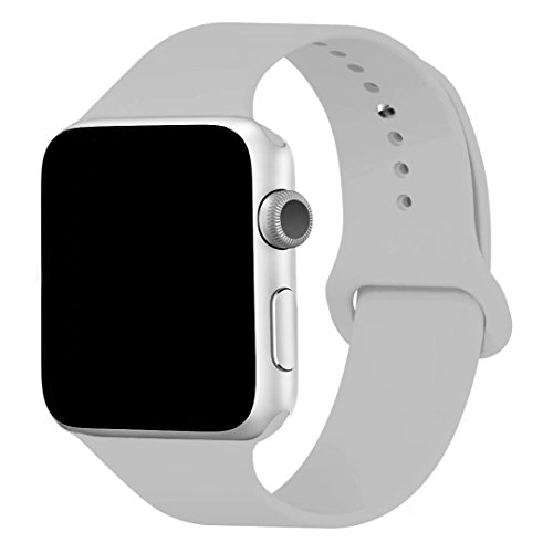 Yaber Soft Silicone Replacement Sport Band Compatible with Apple Watch 40MM 44MM 38MM 42MM All Models (Fog, 38MM/40MM S/M)