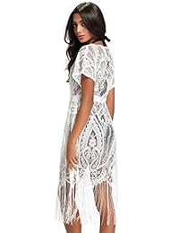 Costyleen Summer Womens Beach Wear Cover up Swimwear Bikini Lace Floral Long Maxi Beach Dress