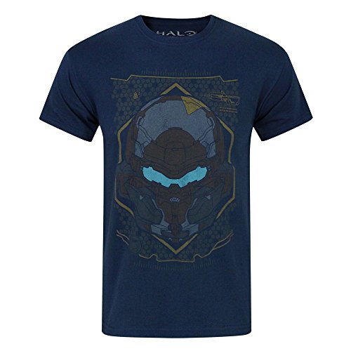 Halo 5 Official Mens Locke HUD Helmet T-Shirt (2XL) (Blue)