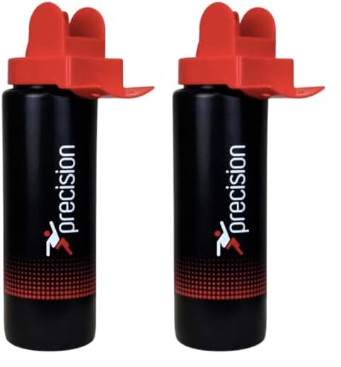 Precision Unisex's Team Hygiene Water Bottle, Black/Red, 1 Litre, one size,White (Pack of 2)