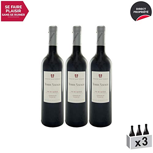 Vin de Savoie Mondeuse cru Jongieux"Terre Natale" Rouge 2017 - Domaine Saint-Romain - Vin AOC Rouge de Savoie - Bugey - Cépage Mondeuse - Lot de 3x75cl