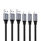 AUKEY USB C Cable USB 3.0 A to Type C Cable (3.3ft 3 Pack) Braided Nylon Fast Charging Cord for Samsung Galaxy Note9 S10 S10+ S9 S8 Plus, LG V30 G6, HTC U11, Nexus 6P, Nintendo Switch, Google Pixel