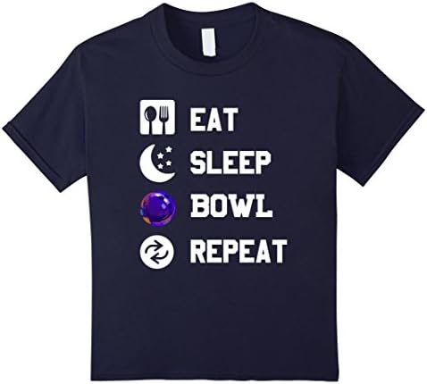 Kids Eat, Sleep, Bowl, Repeat! Bowler's T-Shirt 6 Navy