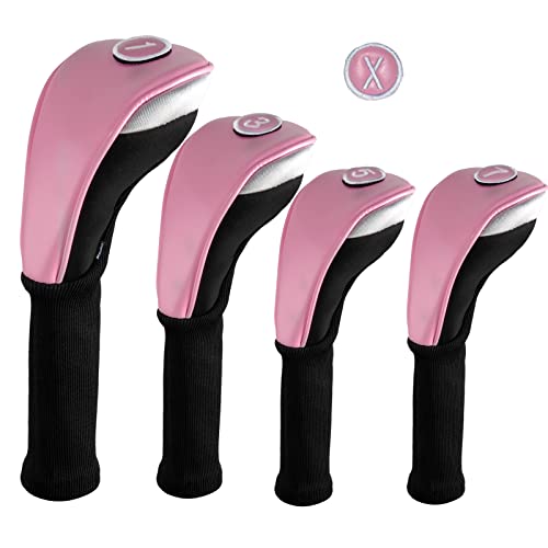 Andux 4pcs/Set Faux Leather Golf Wood Club Head Covers Long Neck Pink at Amazon