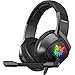 ONIKUMA Xbox One Headset Wired Stereo Gaming Headset for PS4/PC/Xbox One Controller/Laptop/iPad/Nintendo Switch, Noise Canceling Over-Ear Headphones with Microphone with Glaring LED Lights（Black）